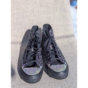 Converse All Star Womens ChuckTaylor Sz 8 Custom Bling Wedding Prom Whimsigoth